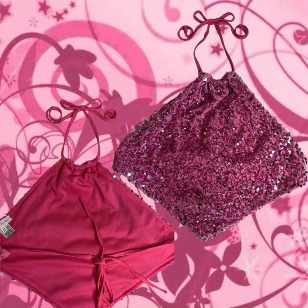 Pink Sequin Halter Top